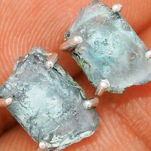 Raw Aquamarine Earrings | In Solid Sterling Silver. Earth Mined.